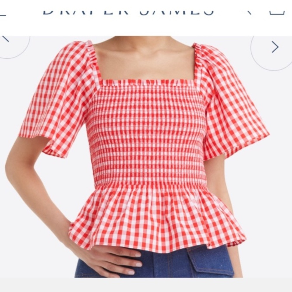 NWT! Draper James- Deana Smocked Top in Gingham, never worn! Size xs